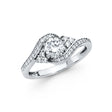 14K White Gold Round Bypass Solitaire Engagement Ring