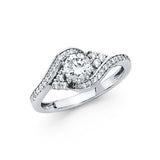 14K White Gold Round Bypass Solitaire Engagement Ring