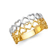 14K Two-Tone Gold Twin Open Hearts Ring