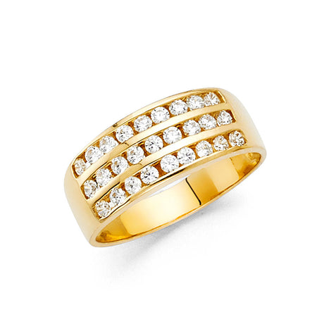 14K Yellow Gold Three-Row Anniversary Band Ring