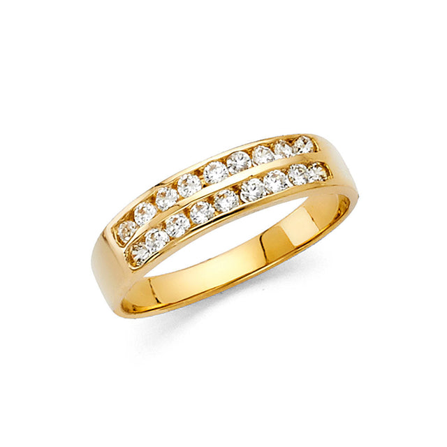 14K Yellow Gold Two-Row Anniversary Band Ring