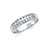 14K White Gold Two-Row Anniversary Band Ring