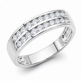 14K White Gold Two-Row Anniversary Band Ring