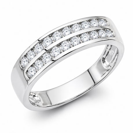 14K White Gold Two-Row Anniversary Band Ring
