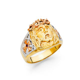 14K Tricolor Gold Sacred Heart of Jesus Ring