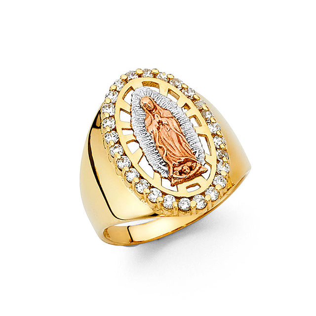 14K Tri-Color Gold Men's Guadalupe Oval Ring