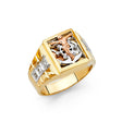 14K Tricolor Gold Jesus Ring