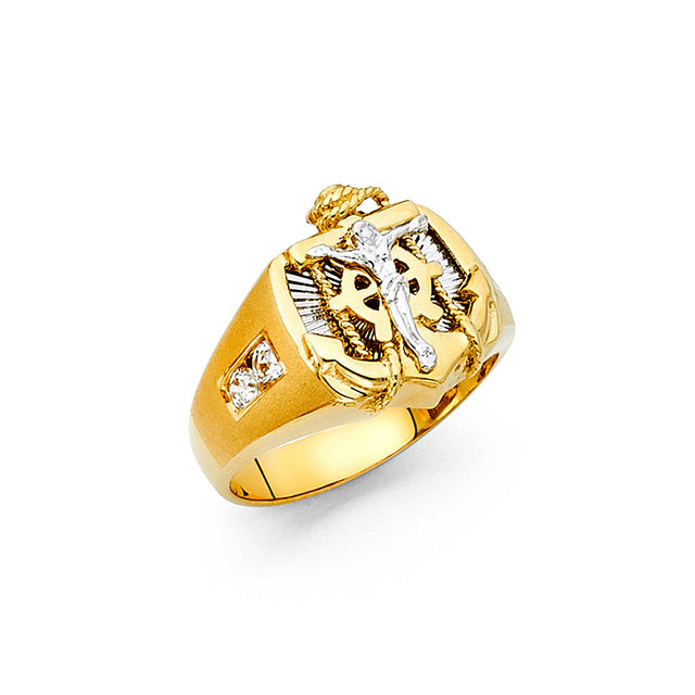 14K Two-Tone Gold Saint Ring