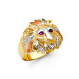 14K Tricolor Gold Lion Head Men’s Ring