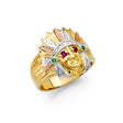 14K Tricolor Gold Indian Chief Men’s Ring