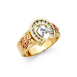 14K Tri-Color Gold Lucky Horseshoe Men's Ring