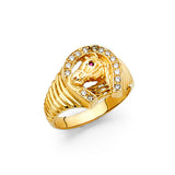 14K Yellow Gold Horse Head Horseshoe Men’s Ring