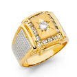14K Yellow Gold CZ Signet Men’s Ring