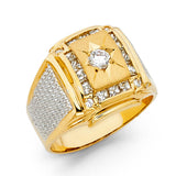 14K Yellow Gold CZ Signet Men’s Ring
