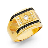 14K Yellow Gold Sapphire Accent Men's Ring