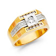 14K Yellow Gold Greek Key CZ Band Men’s Ring