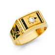 14K Yellow Gold Sapphire Starburst Men's Ring