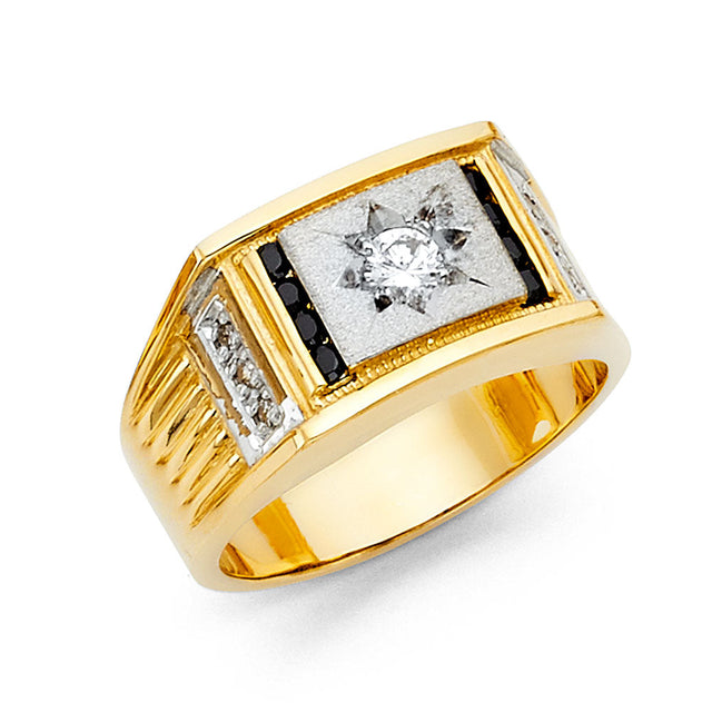 14K Yellow Gold Sapphire Starburst Men's Ring