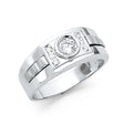 14K White Gold CZ Solitaire Men’s Ring
