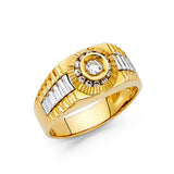 14K Yellow Gold Halo Solitaire Men's Ring