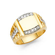 14K Two-Tone Gold Rectangular Signet Men’s Ring