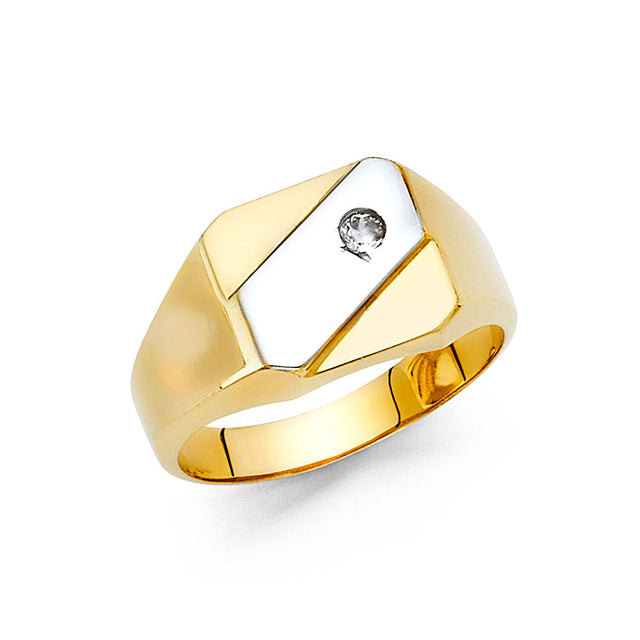 14K Two-Tone Gold Signet Men's Ring