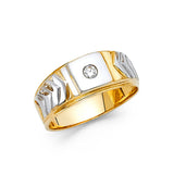 14K Two-Tone Gold CZ Band Men’s Ring