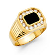 14K Yellow Gold Onyx Halo Men's Ring