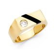 14K Yellow Gold Onyx Stripe Solitaire Men's Ring