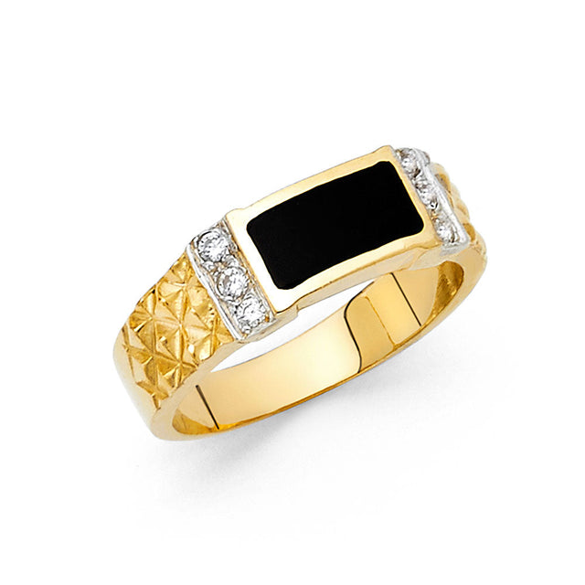 14K Two-Tone Gold Black Onyx Ring