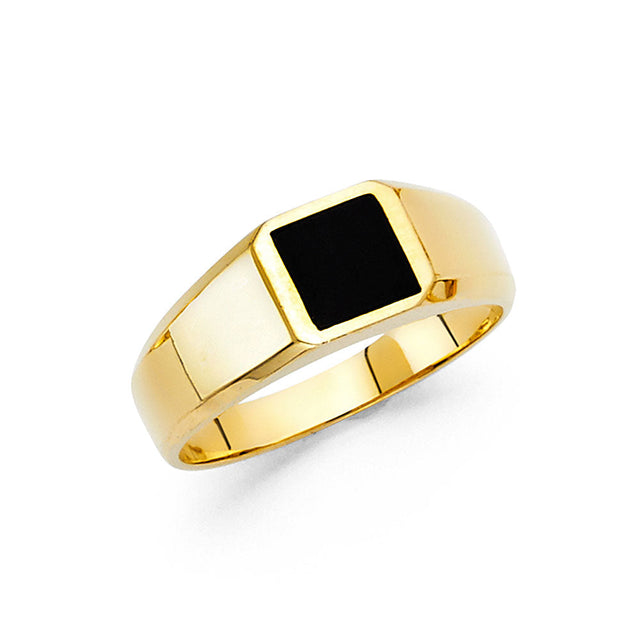 14K Yellow Gold Black Onyx Ring