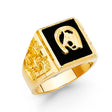 14K Yellow Gold Onyx Horseshoe Men's Ring