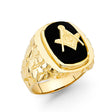 14K Yellow Gold Onyx Masonic Men's Ring
