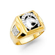 14K Two-Tone Gold Horseshoe Onyx Men's Ring