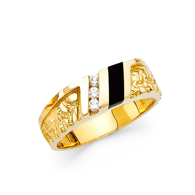 14K Two-Tone Gold Onyx Men's Ring