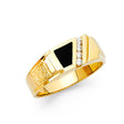 14K Yellow Gold Onyx Three-Stone Men's Ring