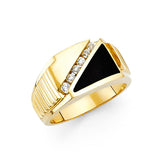 14K Yellow Gold Onyx Triangle Men's Ring