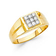 14K Two-Tone Gold CZ Cluster Signet Men’s Ring