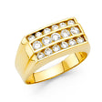 14K Yellow Gold Three-Row Men's Ring