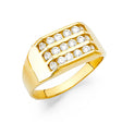 14K Yellow Gold Three-Row Men's Ring
