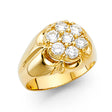 14K Yellow Gold CZ Flower Cluster Men’s Ring