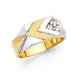 14K Two-Tone Gold X Signet Men’s Ring