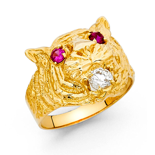 14K Yellow Gold Tiger Head Men’s Ring