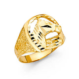 14K Yellow Gold Horse Head Men's Ring