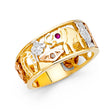 14K Tricolor Gold Lucky Elephant Band Men’s Ring