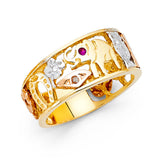 14K Tricolor Gold Lucky Elephant Band Men’s Ring