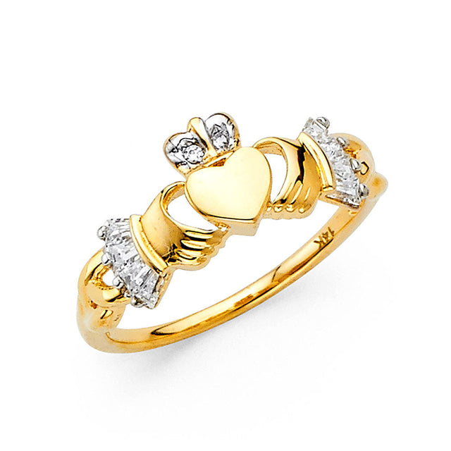 14K Yellow Gold Claddagh Ring