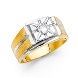14K Two-Tone Gold Starburst Men's Ring