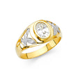 14K Two-Tone Gold Eagle Men's Ring on White Background