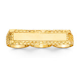 14K Yellow Gold 3-Finger Nugget ID Men's Ring on White Background